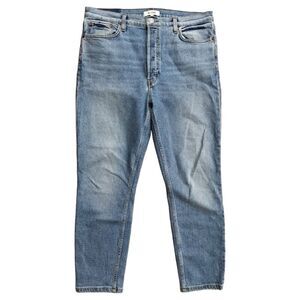 RE/DONE Women's 90s High Rise Ankle Crop Jeans in Hazey Indigo Size 31